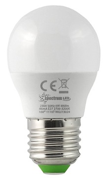 ŻARÓWKA LED KULKA E27 6W SPECTRUM 480 LUMENÓW