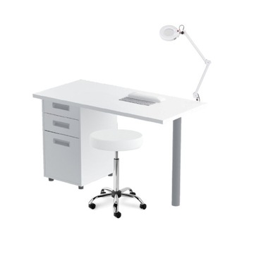 PANDA Stolik kosmetyczny, manicure + Taboret+Lampa