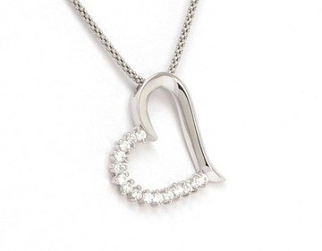 СЕРЕБРЯНАЯ ЦЕПЬ И КУЛОН-РОДАТА. СЕРДЦЕ ЦИРКОНИЙ