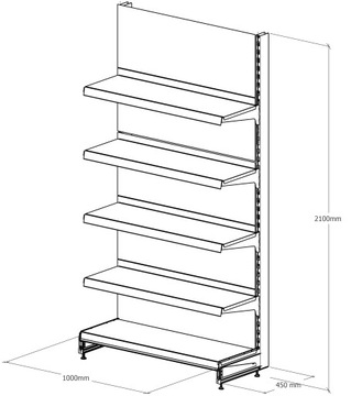 MAGO металлическая стенка ПОЛКА ДЛЯ МАГАЗИНА 210/100/45