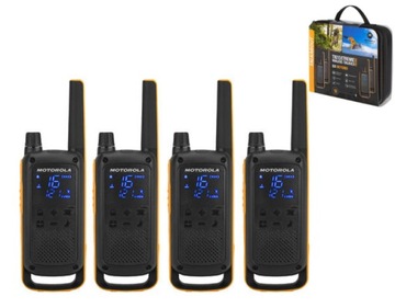 MOTOROLA T82 ДАЛЬНОСТЬ ДОСТУПА 10 КМ АККУМУЛЯТОР 18 Ч IPX4 НАБОР СУМКА 4 ШТ.