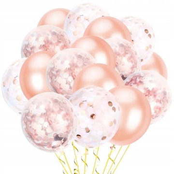 Zestaw balony z Konfetti GOLD ROSE różowo złote