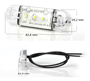 Габаритный фонарь светодиодный белый Waś 10,4 мм № 710