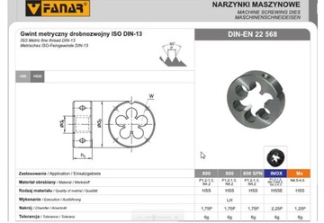 Narzynka M35x1,5 DIN-22568 6G HSS 800 (FANAR)