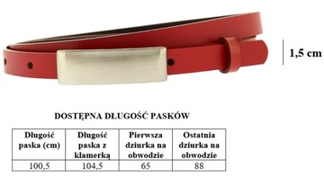 DAMSKI PASEK SKÓRZANY 2 CM WIŚNIOWY 1,5 CM KOLORY