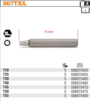 БИТА TORX 10 ММ, ДЛИННЫЙ КЛЮЧ T40 867TX/L BETA