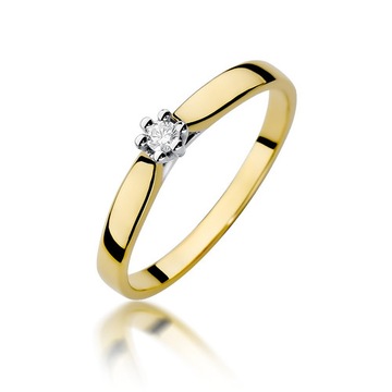 Klasyczny pierścionek zaręczynowy z brylantem złoto próba 585