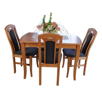 ZESTAW STÓŁ BUKOWY ROZKŁADANY 120X80/160+ 4 KRZESŁA SALON JADALNIA KUCHNIA