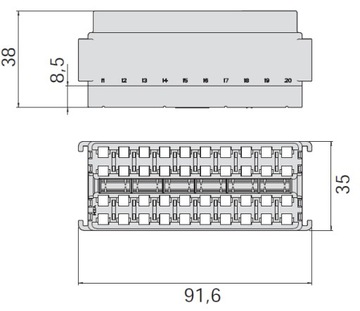 МОДУЛЬ РОЗЕТОЧНОЙ КОРОБКИ 20xMINI MINIVAL MTA 0101460