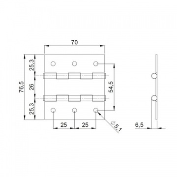 Петля двойная 70x76,5 мм 2600 Adam Hall