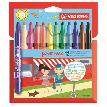 Pisaki flamastry grube STABILO POWER MAX 12 kolorów w etui