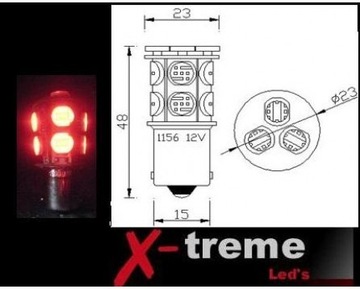 лампа 1157 RED 13xHyper LED МОЩНОСТЬ 21/5 Вт