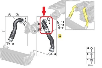 ШЛАНГ ТУРБОИНТЕРКУЛЕРА BMW X5 E70 3.0d, 3.5d