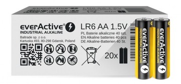 EverActive 40x Baterie Alkaiczne Paluszki R6 LR6 AA Industrial