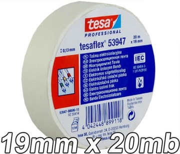 TESA 53947 TAŚMA IZOLACYJNA 19mm/20m BIAŁA