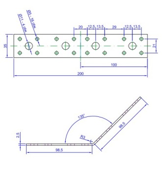 Klr4 - угла разъема Isockeles 135 100x100x35