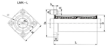 LMK10LUU Линейный подшипник с квадратным фланцем