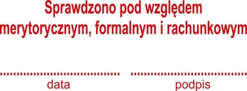 PIECZĄTKA automatyczna samotuszująca SPRAWDZONO POD WZGLĘDEM MERYTORYCZNYM