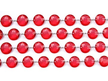 GIRLANDA Kryształowa ŁAŃCUCH 100cm - Czerwony