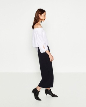 ZARA - czarno biały kombinezon off shoulder - M