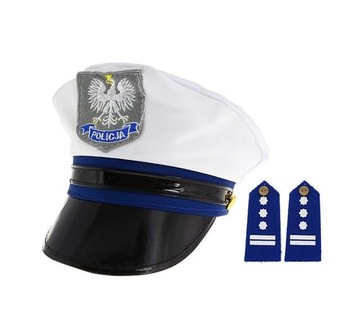 CZAPKA POLICJANTA Z PAGONAMI POLICJA KARNAWAŁ POLICJANT