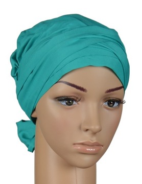 Chusta damska na głowę Lara turkus z bawełny turban także po chemioterapii