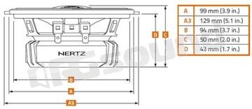 АВТОМОБИЛЬНЫЕ ДИНАМИКИ 2ПОЛОСНЫЕ 60ВТ 10см HERTZ DCX 100.3