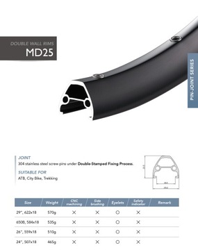 Обод KINLIN MD25 27,5 530 г XC MTB ОТЛИЧНО!