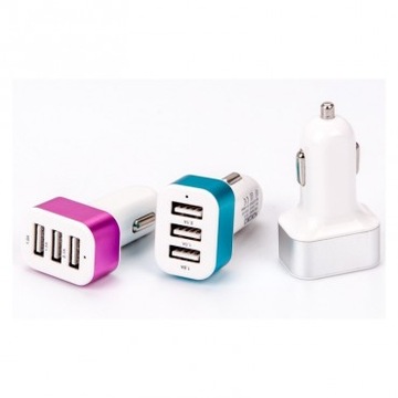 UNIWERSALNA ŁADOWARKA SAMOCHODOWA 3 GNIAZDA USB ŁADOWARKA SAMOCHODOWA
