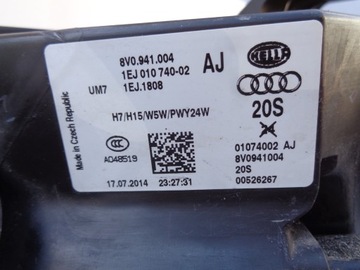 AUDI A3 8V 13- SVĚTLO OBYČEJNÁ NEON PRAVÁ 8V0941004