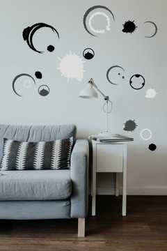 naklejki na szybę ścianę figury plamy kawy kolory