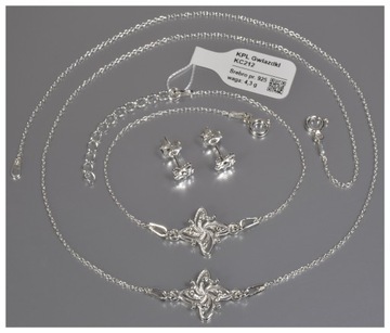 Komplet biżuterii srebrnej Gwiazdki z cyrkoniami