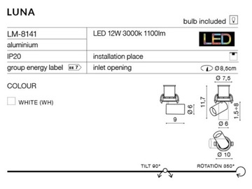 фото ориг. №6, Luna lm-8141 stain light headlight fog light white black led backlight 12w azzardo