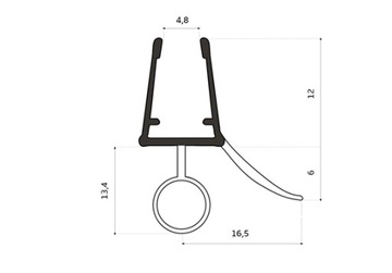 Уплотнитель душевой кабины UK08 Для стекла 6-8мм