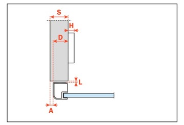 Петля SALICE C2Z6A99 для алюминиевых рам + направляющая с клипсой