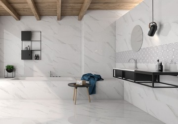 глазурованная плитка, имитирующая CARRARA MARBLE 90x30 rec