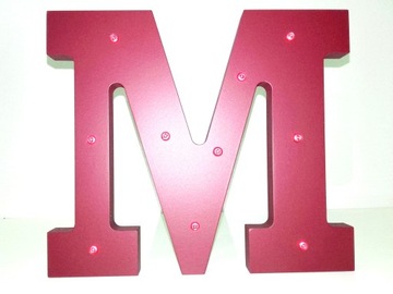 ŚWIECĄCE LITERY 30CM 3D drewniane LED inicjały
