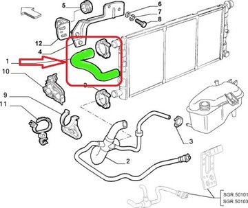 ВЕРХНИЙ ШЛАНГ РАДИАТОРА FIAT SEICENTO 1.1 MPI