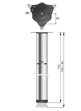 NOGI DO STOŁU NOGA 710MM CHROM NOWE MOCOWANIE!!!