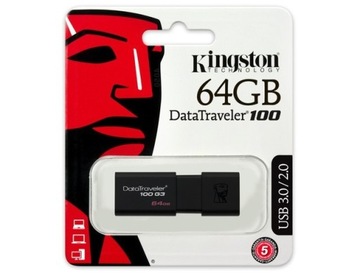 KINGSTON PENDRIVE PAMIĘĆ DT100 G3 USB 3.0 64 GB