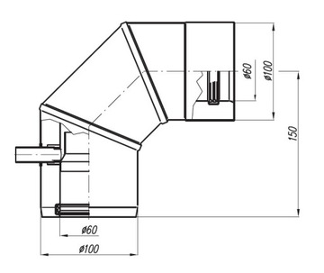 Переходник De Dietrich 60/100 колено 90 с отводом конденсата