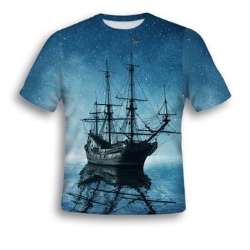 KOSZULKA 3D T-shirt ŻAGLOWIEC XL ORGINALNY NADRUK