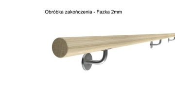 Poręcz ścienna drewniana fi 42 340cm dąb lakier