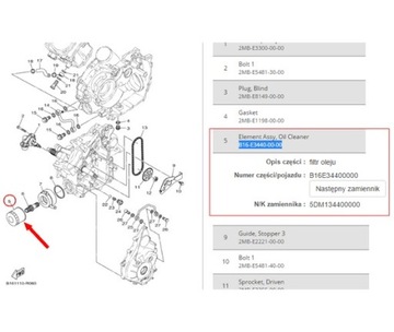 Yamaha 5DM-13440-00 МАСЛЯНЫЙ ФИЛЬТР YFM700 Grizzly 2016-18 YFM660R 01-05 Raptor