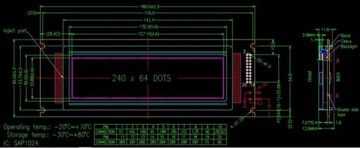 ART Новый ЖК-дисплей 240x64 (Y/Зеленый светодиод) TOSHIBA T6963C