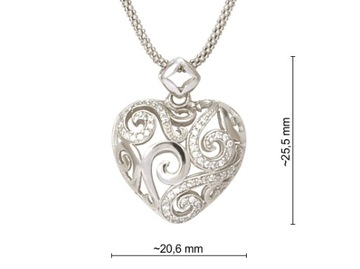 СЕРЕБРЯНЫЙ РОДИИЙ. колье, кулон СЕРДЦЕ + ЦЕПЬ