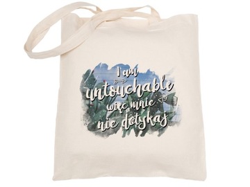 TORBA BAWEŁNIANA Z NADRUKIEM 38X42 cm ECRU 145g Nie Dotykać Śmieszny Napis