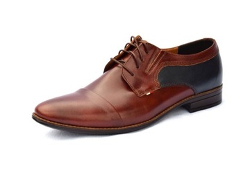 Buty skórzane wizytowe męskie casual polskie 346B