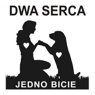 Naklejka na samochód DWA SERCA, JEDNO BICIE, PIES