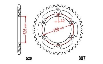 Задняя звездочка JTR897-50 520 KTM LC2 LC4 SMC SMR XC